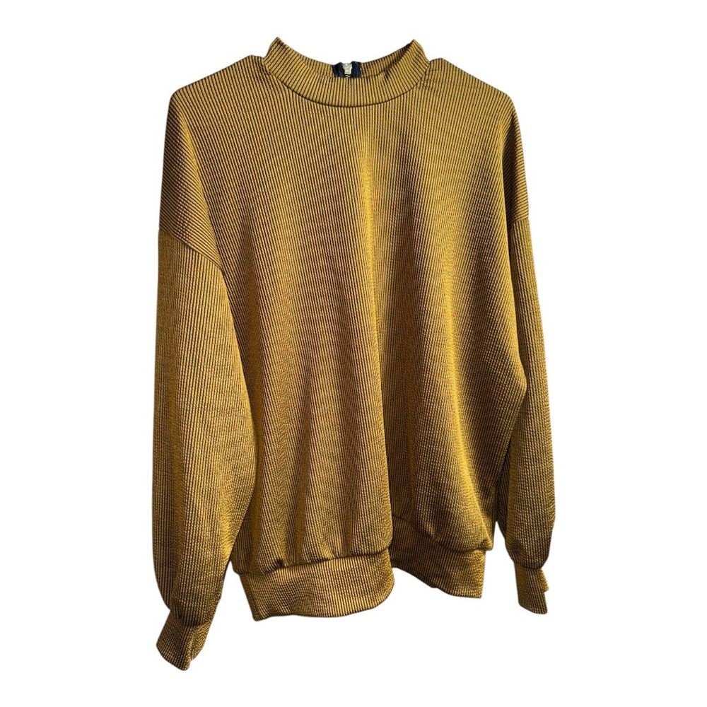 Zara gold black lined ribbed pullover long sleeve wide sleeve Size small